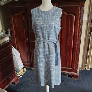J. Crew Gray Sheath Midi Dress Sleeveless Crew Neck